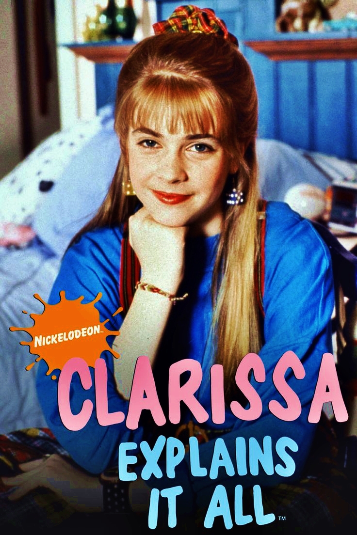 Clarissa looking at the camera with her hand on her chin and the show title underneath