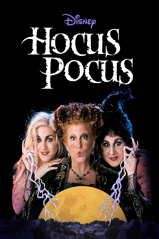 Hocus Pocus movie poster showing the three Sanderson sisters on a black background.